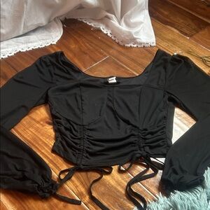 Chic Black Ruched Women's Blouse